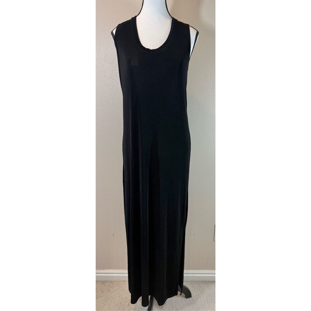 Flax by Jeanne Engelhart Scoop Neck Sleeveless Maxi Black Dress Women's Small